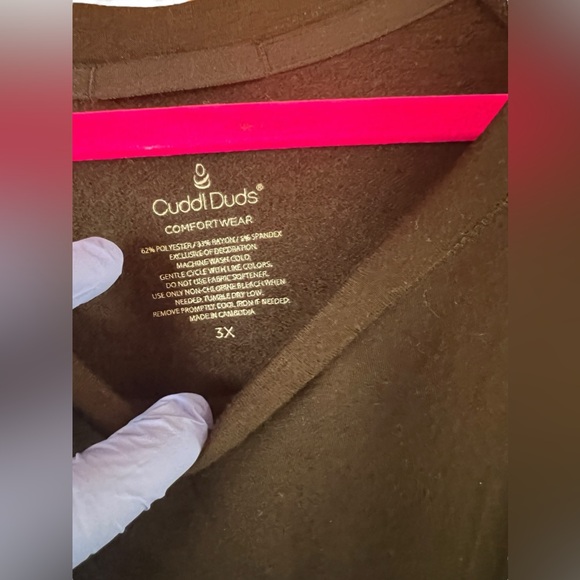 Cuddl Duds Comfortwear French Terry Wrap Over Lounge Dress Pockets Plus 3X Black - Picture 3 of 5